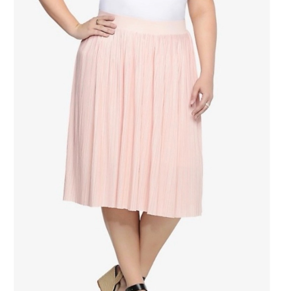 Torrid Accordion Pleated Midi Skirt Stretch Waistband Pale Pink Size 2X